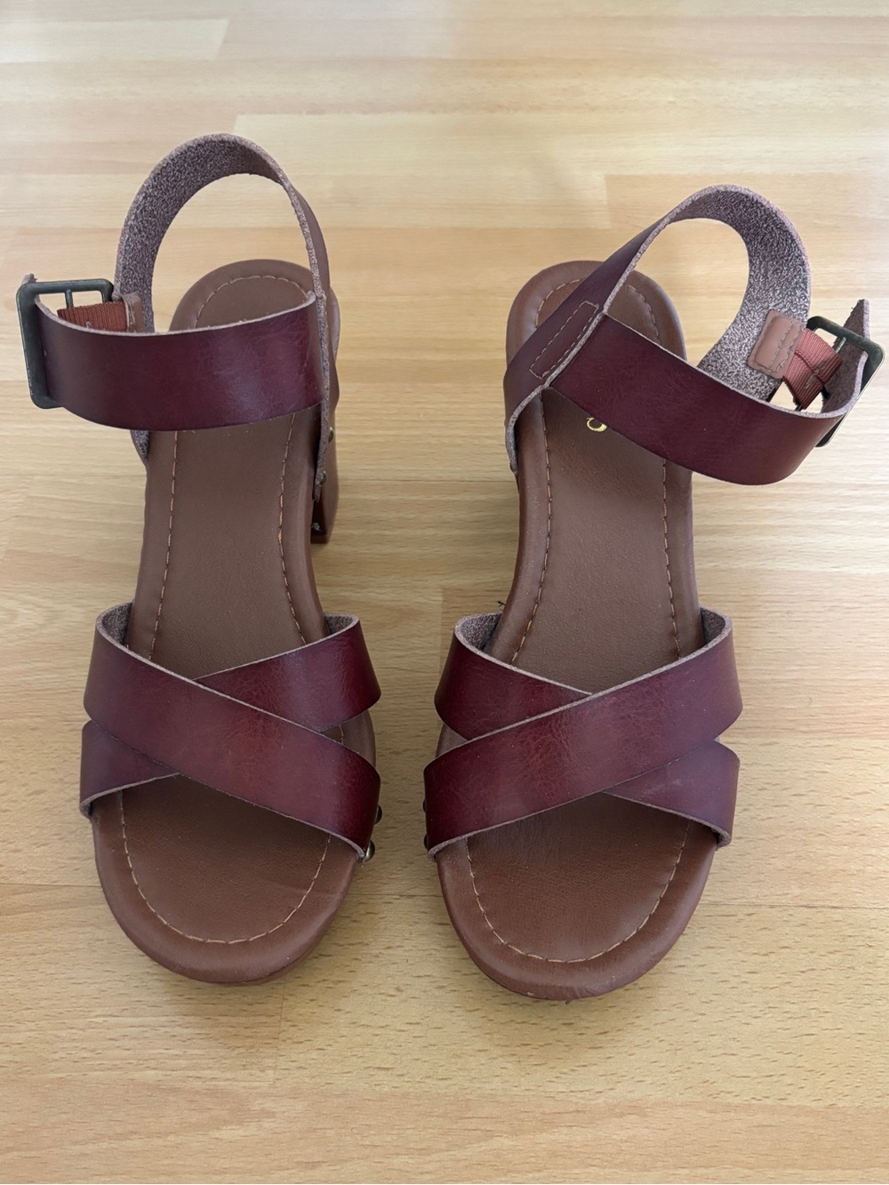 Women's Brown Leather Strappy Ankle-Wrap Sandals